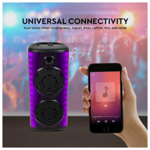 V-TAC Επαναφορτιζόμενο φορητό ηχείο 30W με ενσύρματο μικρόφωνο και χειρισμό RF (2*8inch) 7677