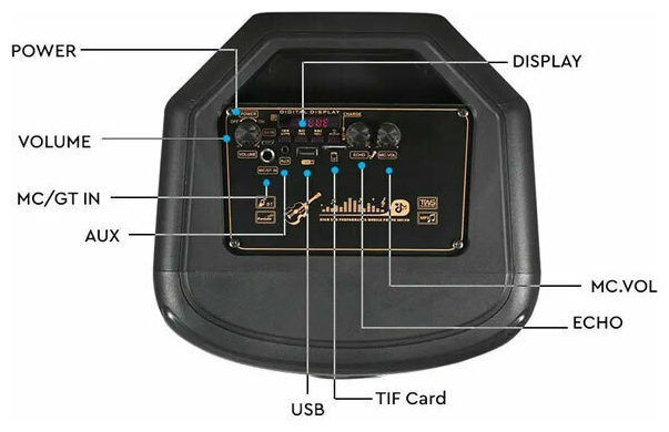 V-TAC Επαναφορτιζόμενο φορητό ηχείο 30W με ενσύρματο μικρόφωνο και χειρισμό RF (2*8inch) 7677