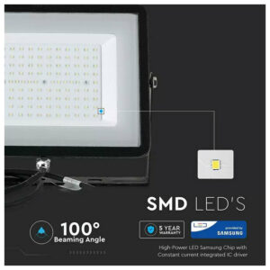 V-TAC Προβολέας LED SMD 100W 8200lm 100° IP65 Samsung Chip G2 Μαύρο Σώμα Φυσικό Λευκό 21413