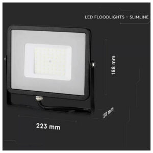 V-TAC Προβολέας LED SMD 50W 4000lm 100° IP65 Samsung Chip G2 Μαύρο Σώμα Ζεστό Λευκό 21406