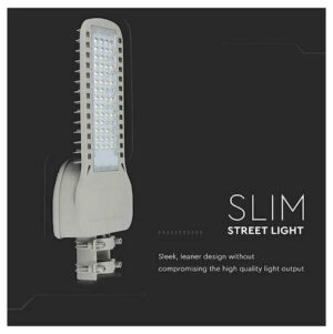 V-TAC Φωτιστικό Δρόμου LED SLIM 100W 120° 13500lm Samsung Chip Φυσικό Λευκό Γκρι Σώμα IP65 21960