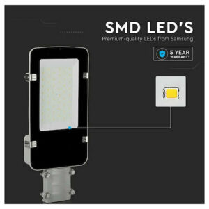 V-TAC Φωτιστικό Δρόμου LED SMD 50W 4700lm 110° Samsung Chip Ψυχρό Λευκό Γκρι Σώμα IP65 21528