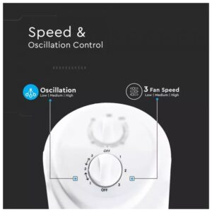 V-TAC Επιδαπέδιος ανεμιστήρας πύργος 31 ιντσών 45W με χρονοδιακόπτη λευκό σώμα 7926