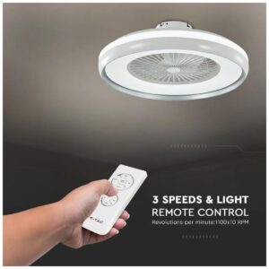 V-TAC Ανεμιστήρας οροφής LED 45W 3 σε 1 λευκό σώμα - γκρι δαχτυλίδι 7 πτερυγίων με ρύθμιση μέσω RF control 7935