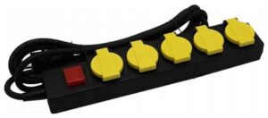 V-TAC Πολύπριζο Σούκο 5 Θέσεων με Καπάκια Αδιάβροχο IP44 3m Καλώδιο και Διακόπτη Μαύρο-Κίτρινο 8813