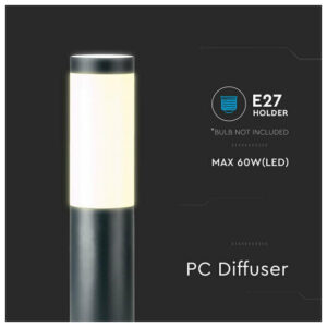 V-TAC Φωτιστικό Κολωνάκι Εξωτερικού Χώρου E27 σε Γκρι Χρώμα E27 80cm IP44 Ατσάλι Γκρι 8961