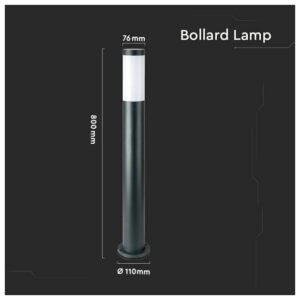 V-TAC Φωτιστικό Κολωνάκι Εξωτερικού Χώρου E27 σε Γκρι Χρώμα E27 80cm IP44 Ατσάλι Γκρι 8961