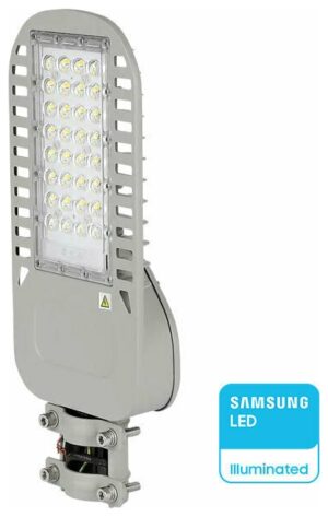 V-TAC Φωτιστικό Δρόμου LED SLIM 50W 120° 6850lm Samsung Chip Φυσικό Λευκό Γκρι Σώμα IP65 21958