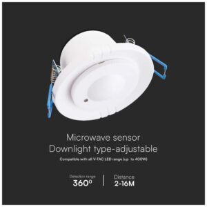 V-TAC Χωνευτός ανιχνευτής κίνησης μικροκυμάτων Max 400W λευκός SKU: 23165
