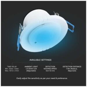 V-TAC Χωνευτός ανιχνευτής κίνησης μικροκυμάτων Max 400W λευκός SKU: 23165