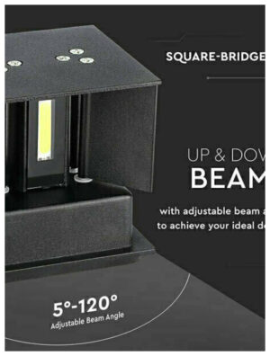 V-TAC Επιτοίχιο Φωτιστικό LED 11W 230V 5°-120° 1360lm IP65 Τετράγωνο Up-Down Μαύρο Ζεστό Λευκό 218529