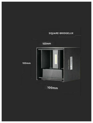 V-TAC Επιτοίχιο Φωτιστικό LED 11W 230V 5°-120° 1360lm IP65 Τετράγωνο Up-Down Μαύρο Ζεστό Λευκό 218529