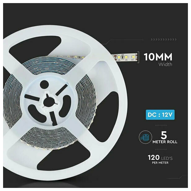 Ταινία LED SMD 12V 12W 1320lm 120LEDs/m 120° IP20 Samsung Chip Φυσικό Λευκό 21324 V-TAC (5 μέτρα)
