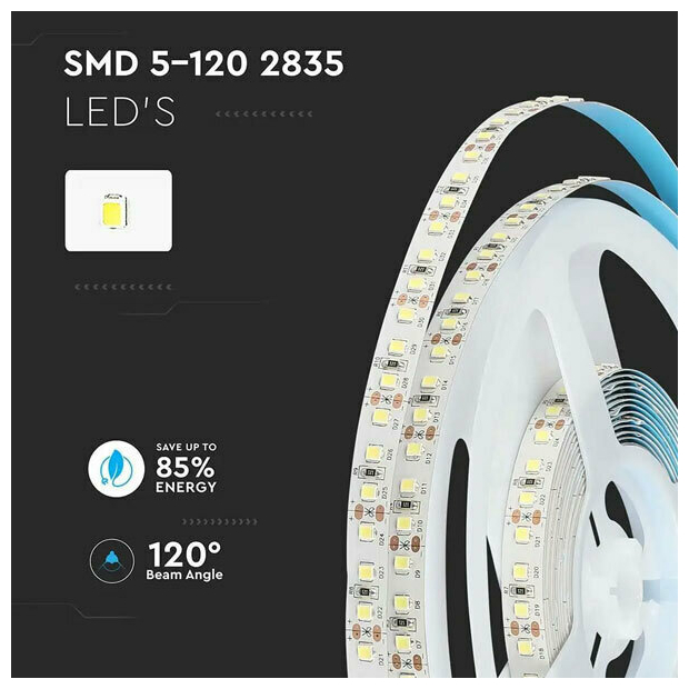 Ταινία LED SMD 12V 12W 1320lm 120LEDs/m 120° IP20 Samsung Chip Φυσικό Λευκό 21324 V-TAC (5 μέτρα)