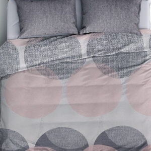 Σετ παπλωματοθήκη Leron Cotton Box 4 τμχ Διπλή (200x220) χρώμα γκρι