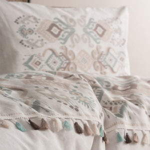 Σετ παπλωματοθήκη Asilo Cotton Box 4 τμχ Διπλή (200x220) χρώμα καφέ - λευκό