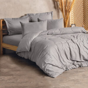Σετ παπλωματοθήκη Plaid Cotton Box 4 τμχ Διπλή (200x220) χρώμα γκρι