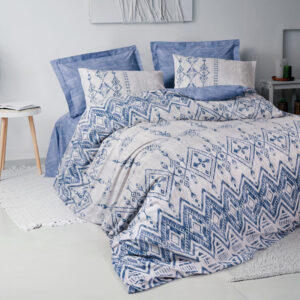 Σετ παπλωματοθήκη Cleo Cotton Box 4 τμχ Διπλή (200x220) χρώμα μπλε