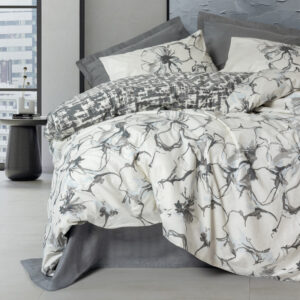 Σετ παπλωματοθήκη Hilaris Cotton Box 4 τμχ Διπλή (200x220) χρώμα ανθρακί