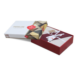 Σετ παπλωματοθήκη Flos Cotton Box 4 τμχ Διπλή (200x220) χρώμα μπορντώ