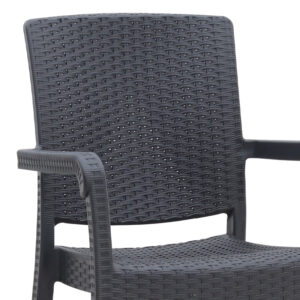 Πολυθρόνα κήπου πολυπροπυλενίου με πλέξη ραττάν χρώμα μαύρο 56x60x86,5εκ.