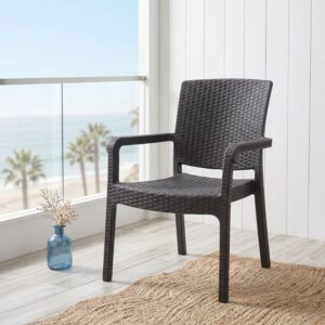 Πολυθρόνα κήπου πολυπροπυλενίου με πλέξη ραττάν χρώμα καφέ 56x60x86,5εκ.