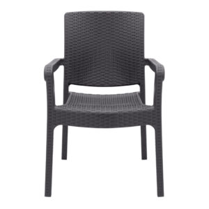 Πολυθρόνα κήπου πολυπροπυλενίου με πλέξη ραττάν χρώμα καφέ 56x60x86,5εκ.