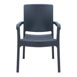 Πολυθρόνα κήπου πολυπροπυλενίου με πλέξη ραττάν χρώμα γκρι 56x60x86,5εκ.