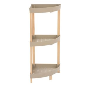 Ραφιέρα δαπέδου γωνιακή πλαστική - ξύλινη χρώμα φυσικό - μπεζ 44x32x79εκ.