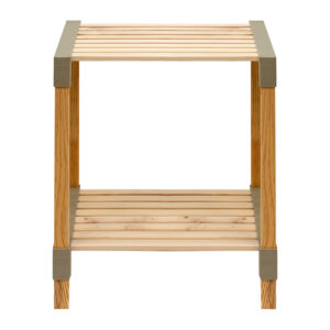 Τραπεζάκι βοηθητικό - κομοδίνο ξύλινο - πλαστικό χρώμα φυσικό - μπεζ 41x33x45εκ.