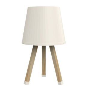 Φωτιστικό επιτραπέζιο ξύλινο - πλαστικό χρώμα μπεζ Ø18x34εκ.