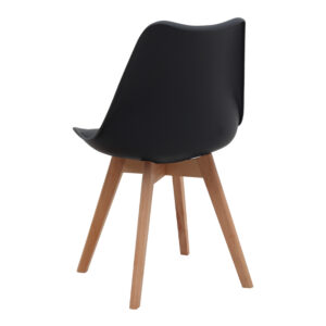 Καρέκλα τραπεζαρίας Viva Megapap PP - PU μαύρο - ξύλινο φυσικό πόδι 48,5x54x80εκ.