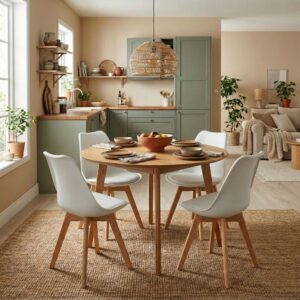 Καρέκλα τραπεζαρίας Viva Megapap PP - PU λευκό - ξύλινο φυσικό πόδι 48,5x54x80εκ.