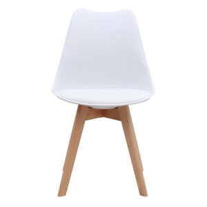 Καρέκλα τραπεζαρίας Viva Megapap PP - PU λευκό - ξύλινο φυσικό πόδι 48,5x54x80εκ.