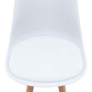 Καρέκλα τραπεζαρίας Viva Megapap PP - PU λευκό - ξύλινο φυσικό πόδι 48,5x54x80εκ.