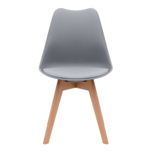 Καρέκλα τραπεζαρίας Viva Megapap PP - PU γκρι - ξύλινο φυσικό πόδι 48,5x54x80εκ.