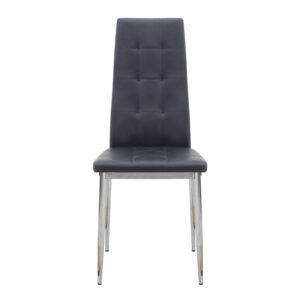 Καρέκλα τραπεζαρίας Rosa Megapap μαύρο PU - μεταλλικό πόδι χρωμίου 41x48x98εκ.