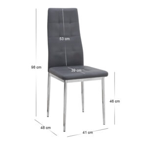 Καρέκλα τραπεζαρίας Rosa Megapap γκρι PU - μεταλλικό πόδι χρωμίου 41x48x98εκ.