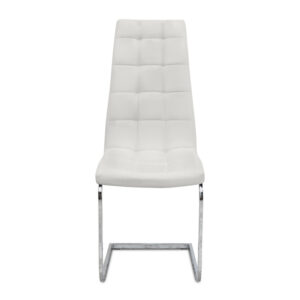 Καρέκλα τραπεζαρίας Vela Megapap λευκό PU - μεταλλική βάση χρωμίου 41x61x107εκ.