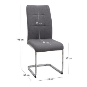 Καρέκλα τραπεζαρίας Laura Megapap γκρι ύφασμα - μεταλλική βάση χρωμίου 42x58x98εκ.