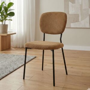 Καρέκλα τραπεζαρίας Kevin Megapap μουσταρδί ύφασμα - μεταλλικό μαύρο πόδι 48x51x87εκ.