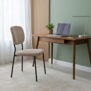 Καρέκλα τραπεζαρίας Kevin Megapap μόκα ύφασμα - μεταλλικό μαύρο πόδι 48x51x87εκ.