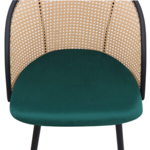 Καρέκλα τραπεζαρίας Jacob Megapap pe rattan - κυπαρισσί βελούδο - μεταλλικό μαύρο πόδι 52x50x77εκ.