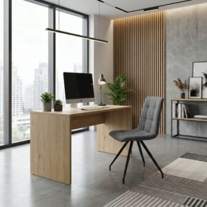 Καρέκλα τραπεζαρίας Bianca Megapap γκρι ύφασμα - μεταλλικό μαύρο πόδι 43x56x84εκ.