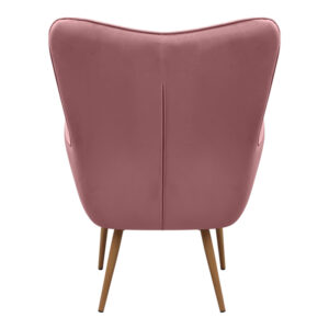 Πολυθρόνα - Μπερζέρα με υποπόδιο Lily Megapap σάπιο μήλο βελούδο - μεταλλικό πόδι χρώμα φυσικό 70x62x98εκ.