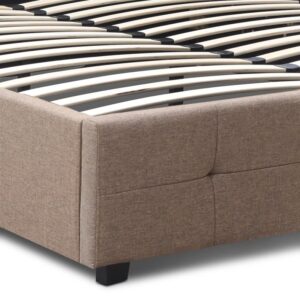 Κρεβάτι Iro Megapap υφασμάτινο με αποθηκευτικό χώρο χρώμα μπεζ - καφέ 160x200εκ.