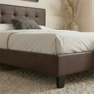 Κρεβάτι Sissy Megapap από τεχνόδερμα χρώμα καφέ 160x200εκ.