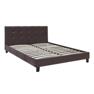 Κρεβάτι Sissy Megapap από τεχνόδερμα χρώμα καφέ 160x200εκ.