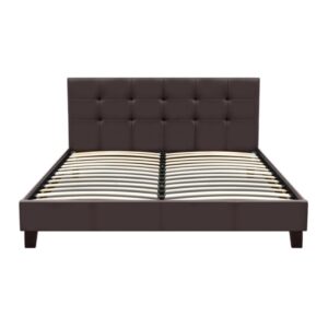 Κρεβάτι Sissy Megapap από τεχνόδερμα χρώμα καφέ 160x200εκ.