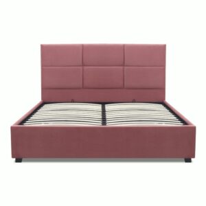 Κρεβάτι Kingston Megapap βελούδινο με αποθηκευτικό χώρο χρώμα σάπιο μήλο 160x200εκ.